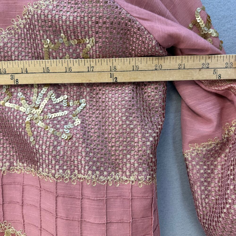 Indigo Moon Jacket Blazer Women's L Embroidery Pink Gold Sequined Patchwork NWT - Picture 13 of 15